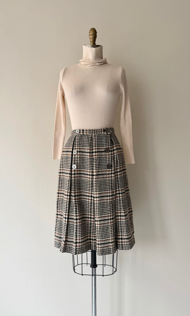 Black & Tan Houndstooth Skirt | 1960s