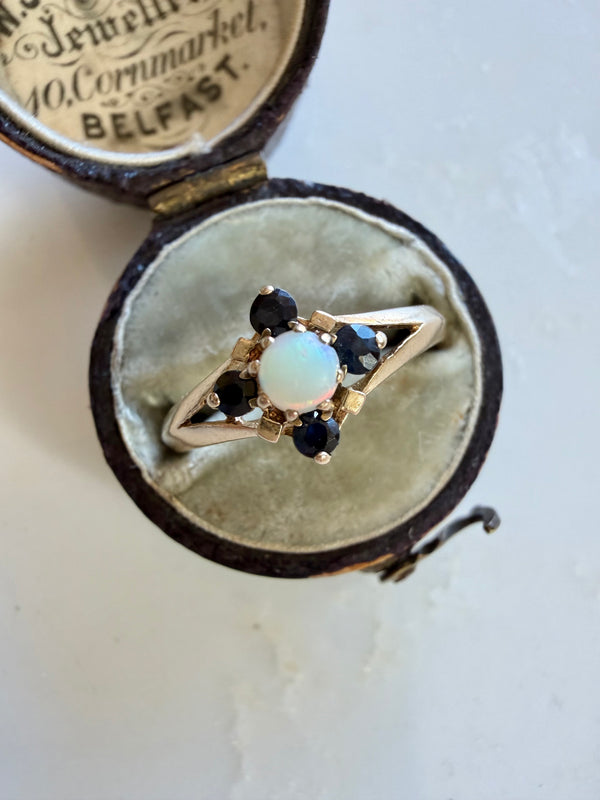 10K Gold Sapphire & Opal Ring
