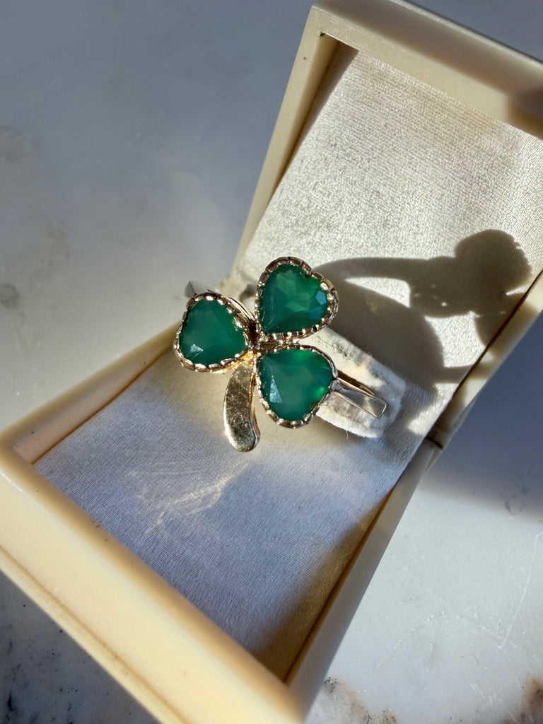 Vintage 10K Agate Shamrock Rings
