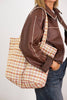 Gingham Jacquard Large Zippered Bag | De La Mur