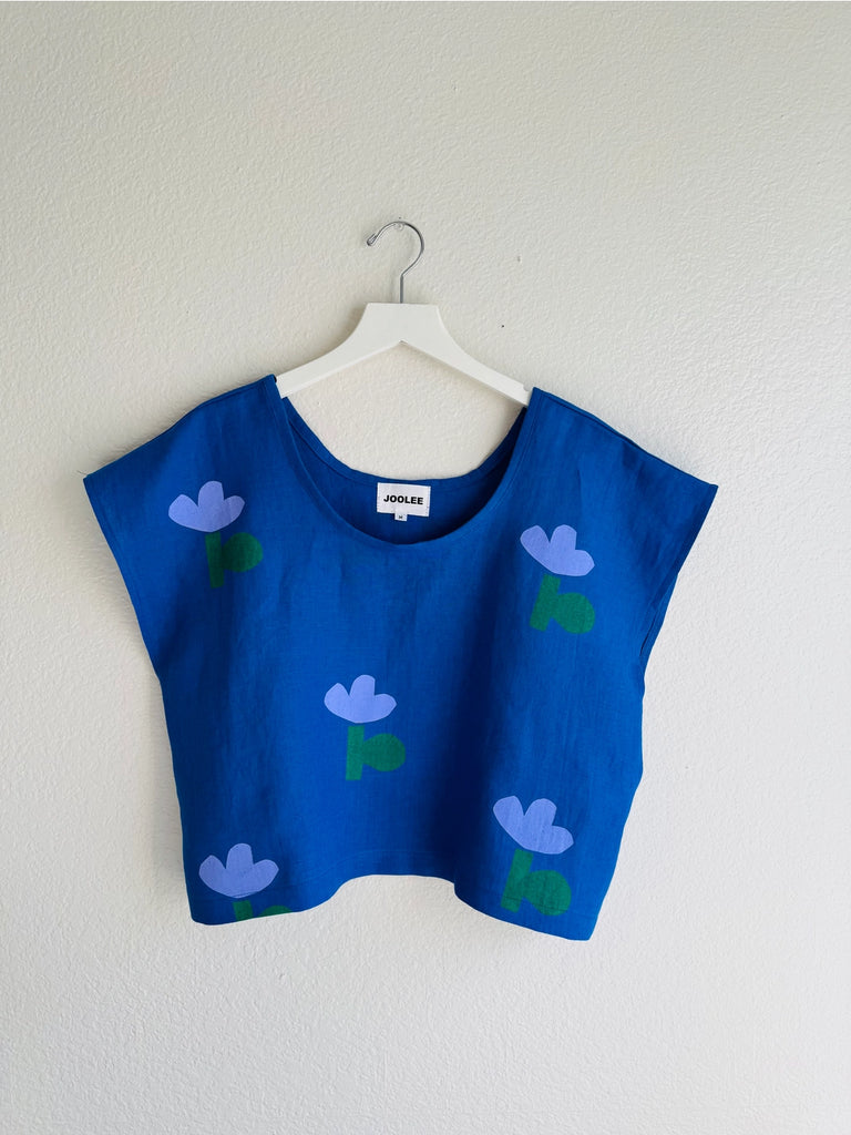 Blue Flower Linen Top | Joolee
