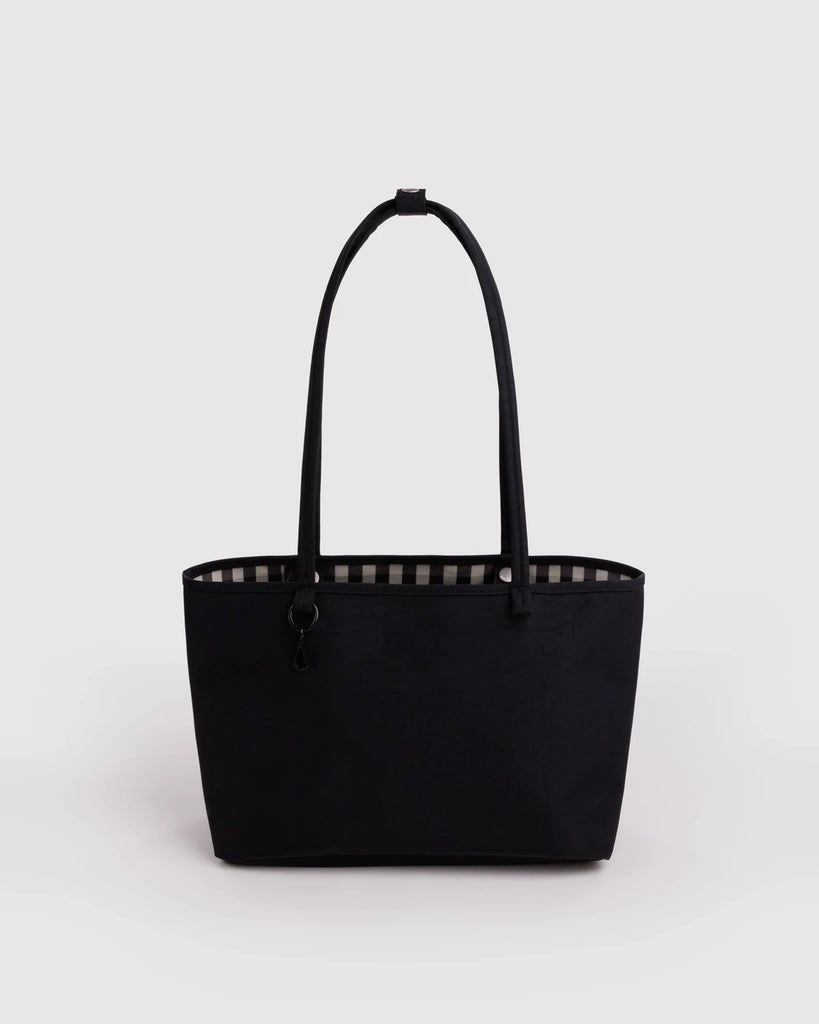 BAGGU Reversible Nylon Tote | Black & Gingham