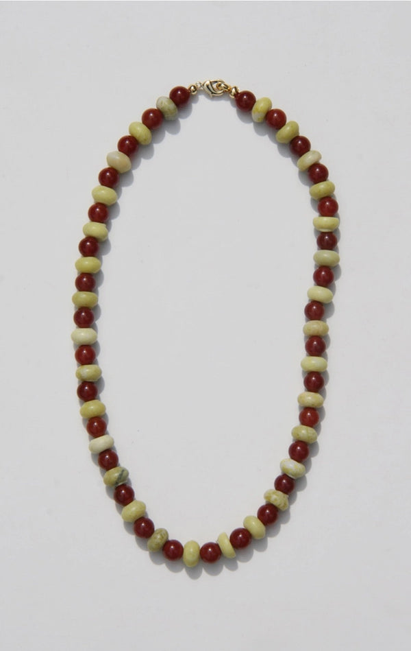 Carmello Carnelian and Serpentine Beaded Necklace | By Orly