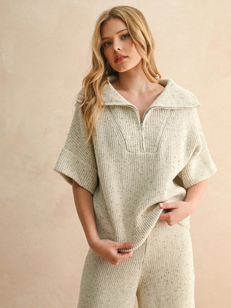 Salt & Pepper Cotton Half Zip