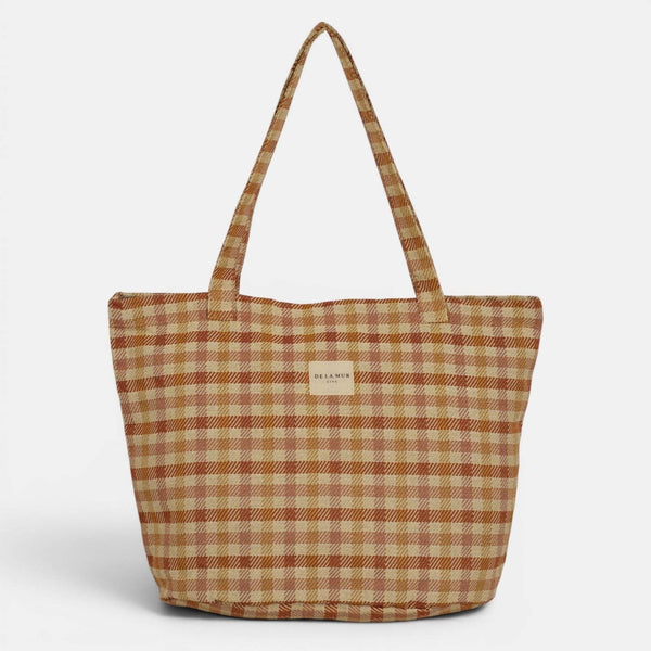 Gingham Jacquard Large Zippered Bag | De La Mur