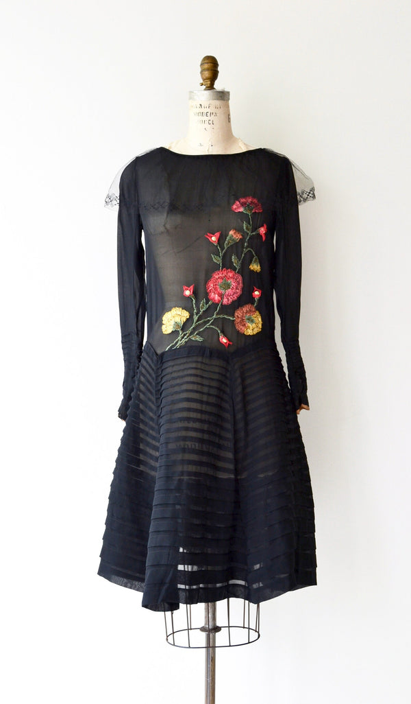 Floral Crewel Silk Dress | 1920s