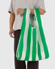 BIG BAGGU Reusable Tote | Painted Green Stripes