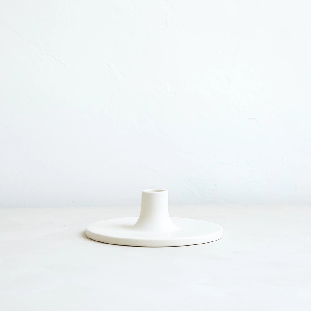 Matte White Ceramic Taper Holder | The Floral Society