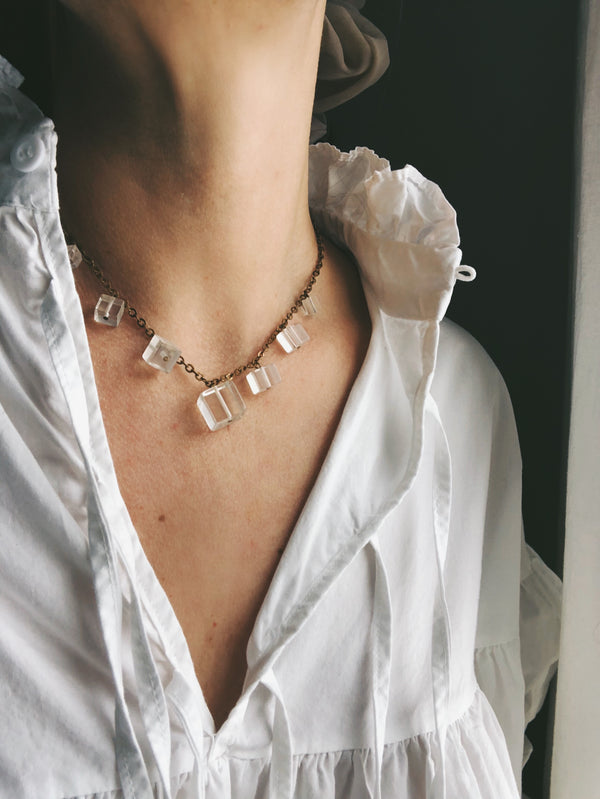 Glaçon Lucite & Brass Necklace