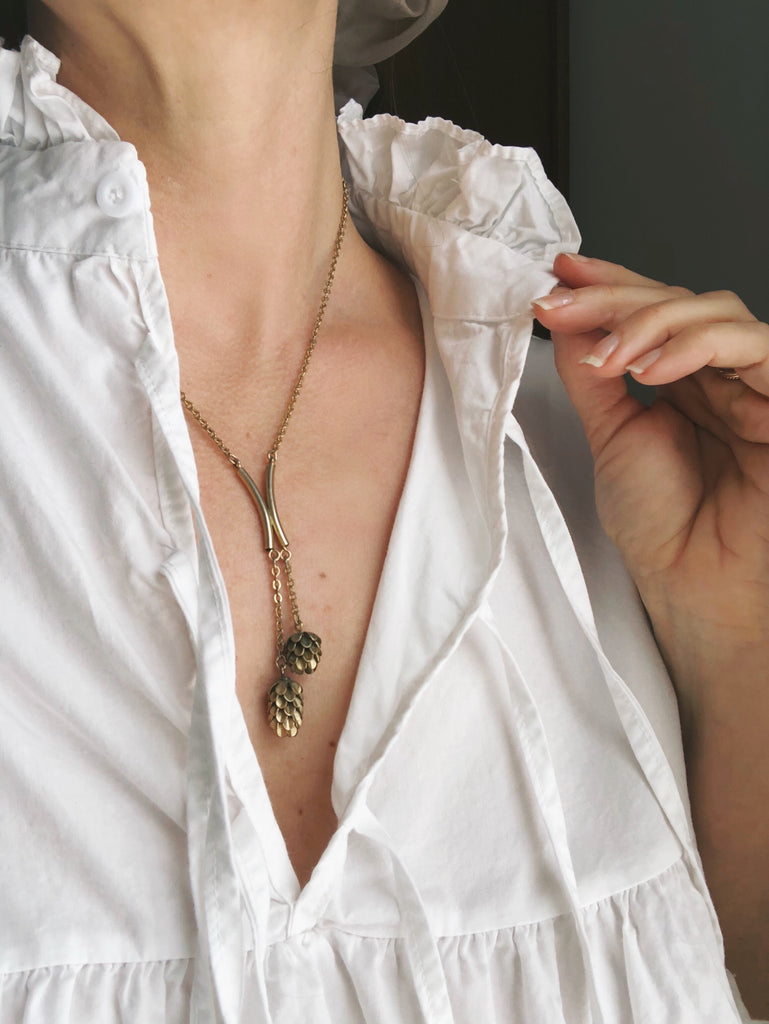Brass Pinecone Necklace