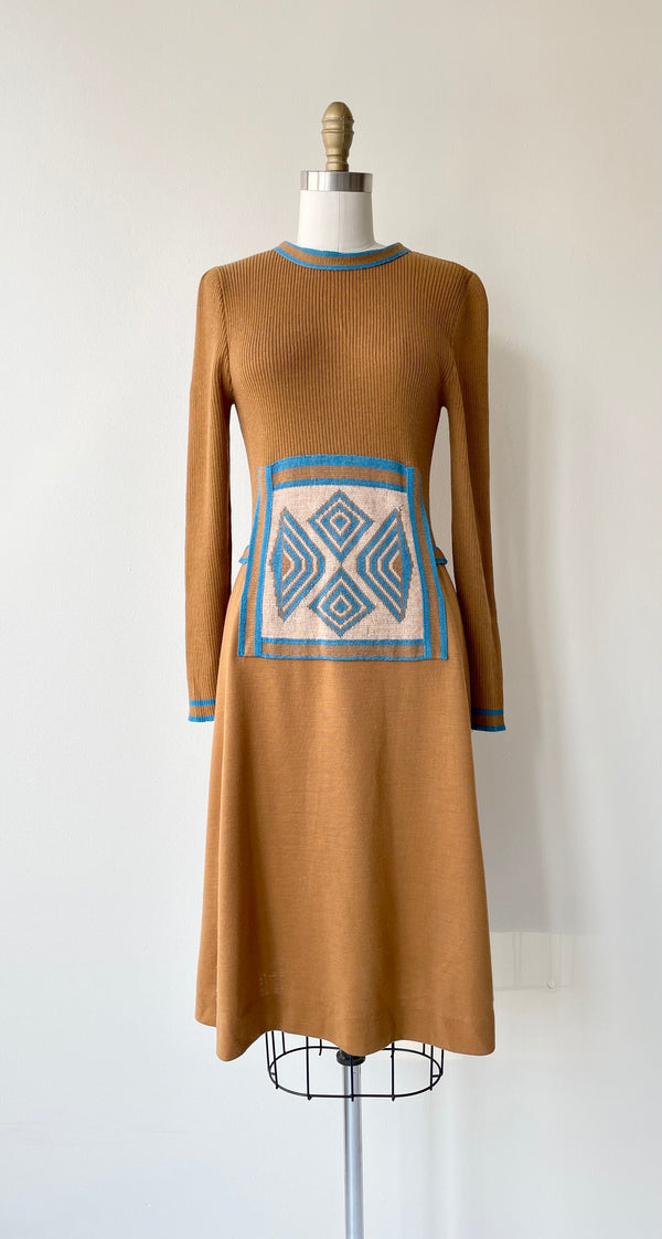 Runic Knit 1970s Dress