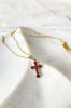 Antique Bohemian Garnet Cross Necklace