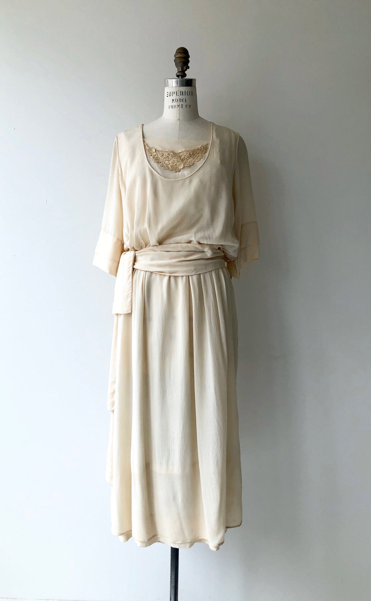1920s silk chiffon dress Chiffon 1920s day dress in light blue print with tiered skirt