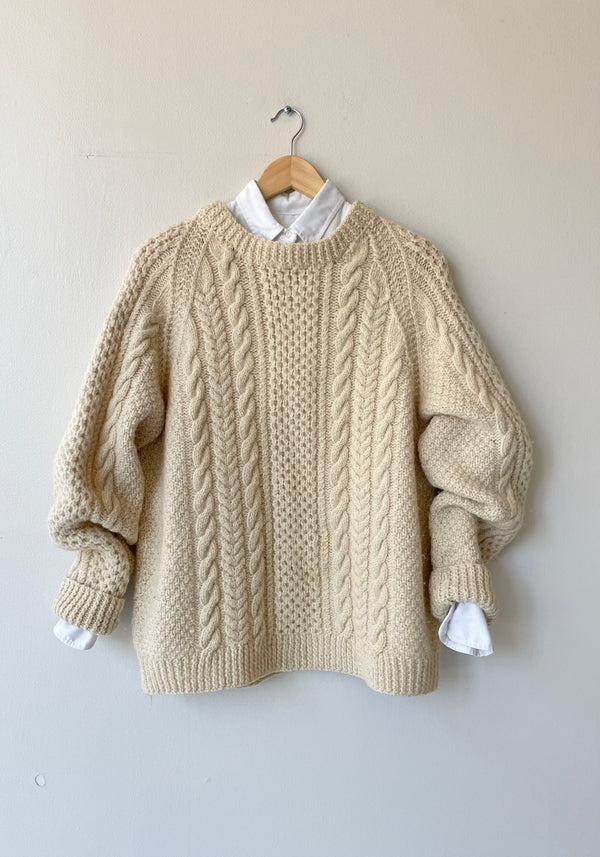 Handknit Wool Fisherman Sweater
