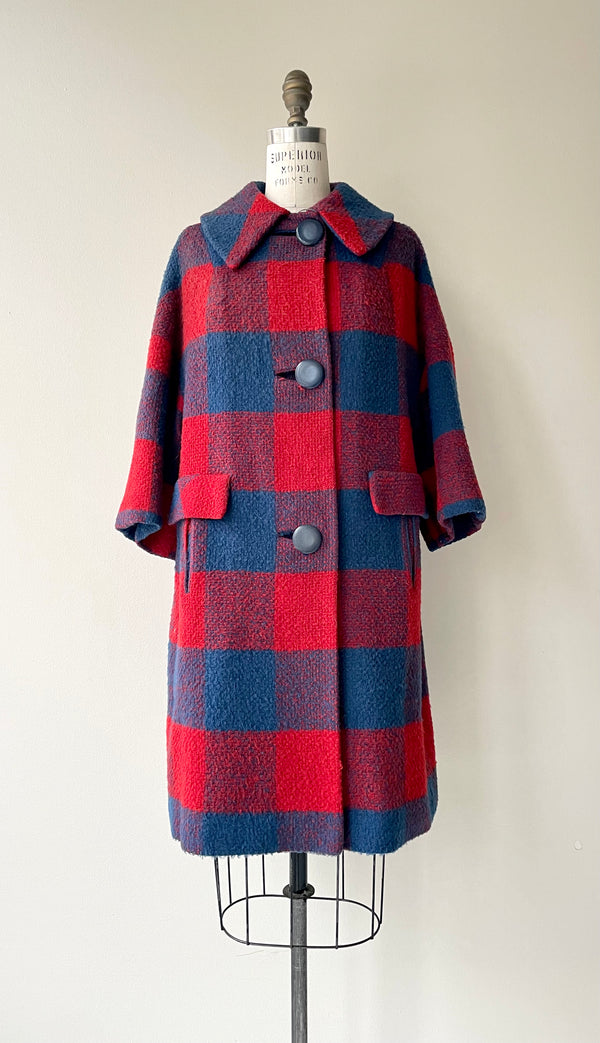 1960s Primary Plaid Wool Coat