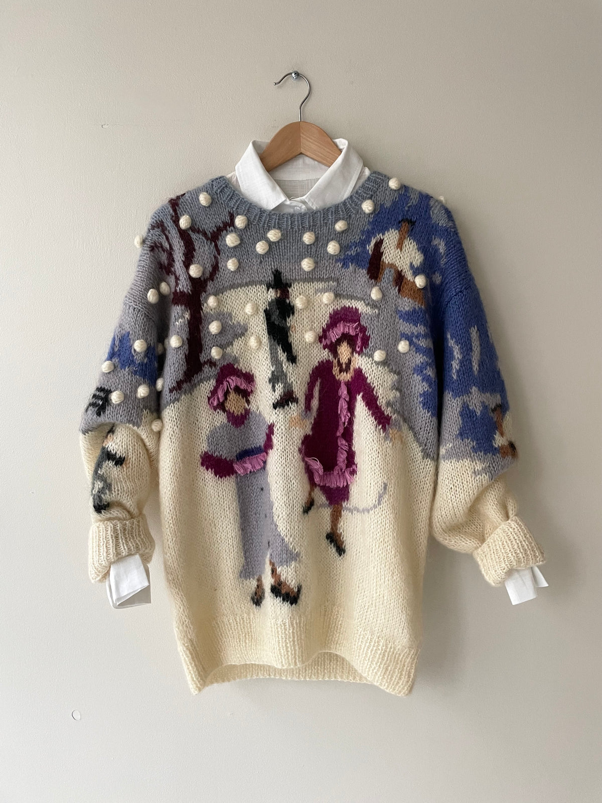 トップス birthdeath mohair knit white Chunky Mohair Sweater, Hand Knit Pullover, Oversized Knit